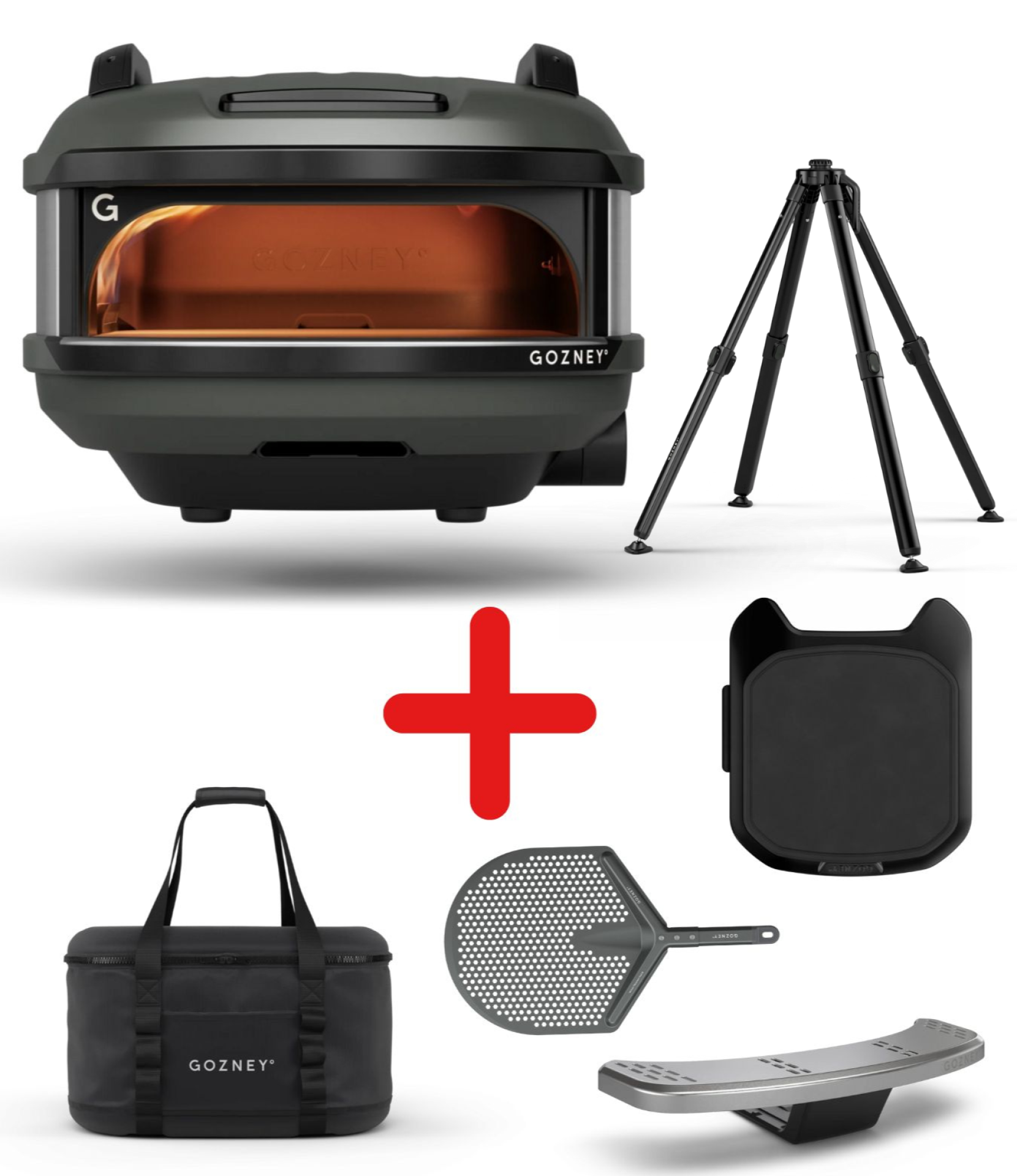 Gozney Tread Set venture pizzaschieber, venture tasche black, tread dachtraeger, tread mantel, venture stand